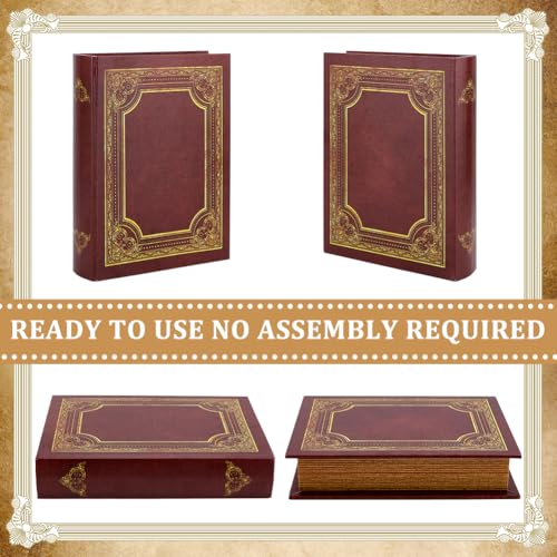 GLASSWINDS Decorative Book Box, Vintage Storage Book Box Fake Books Boxes, Books Shaped Trinket Storage Boxes Leather Embossed Faux Letter for Hidden Jewelry, Photos, Greeting Cards, Remotes - Image 5