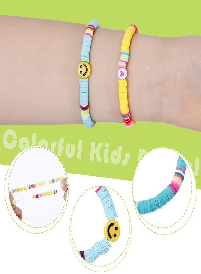 Sureio 24 Pcs Colorful Peace Sign Friendship Bracelets Heart Smile Bracelets Surfer Stretch Beaded Kids Bracelet for Girls Women Back to School Tween Girl Party Favors - Image 3