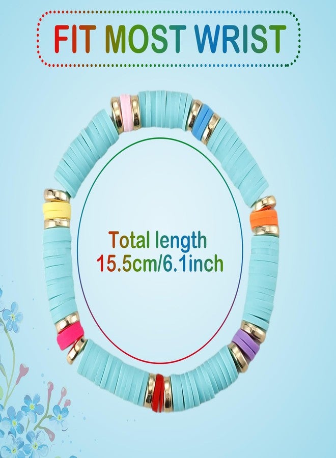 Sureio 24 Pcs Colorful Peace Sign Friendship Bracelets Heart Smile Bracelets Surfer Stretch Beaded Kids Bracelet for Girls Women Back to School Tween Girl Party Favors - Image 2