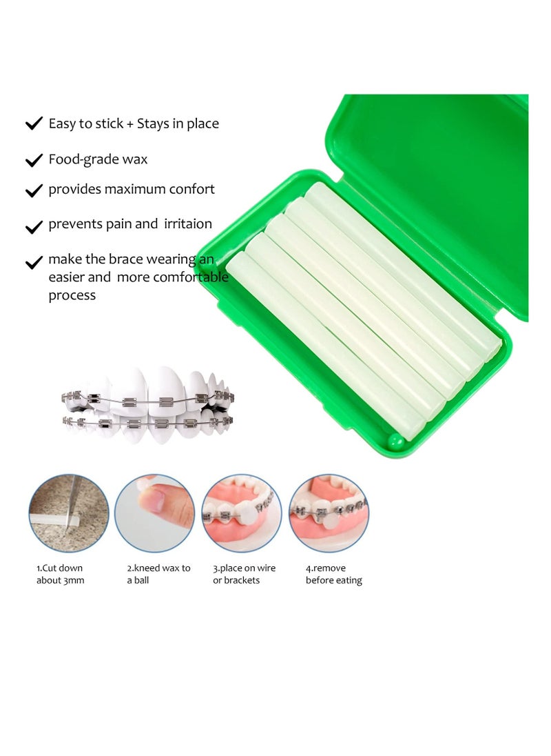 Generic Portable Orthodontic Oral Care Kit for Braces -2 Orthodontic Care Set - Dental Braces Kit, Interdental Brush Dental Wax Dental Floss Toothbrush Cleaning Kit (Green & Red)  - Image 3