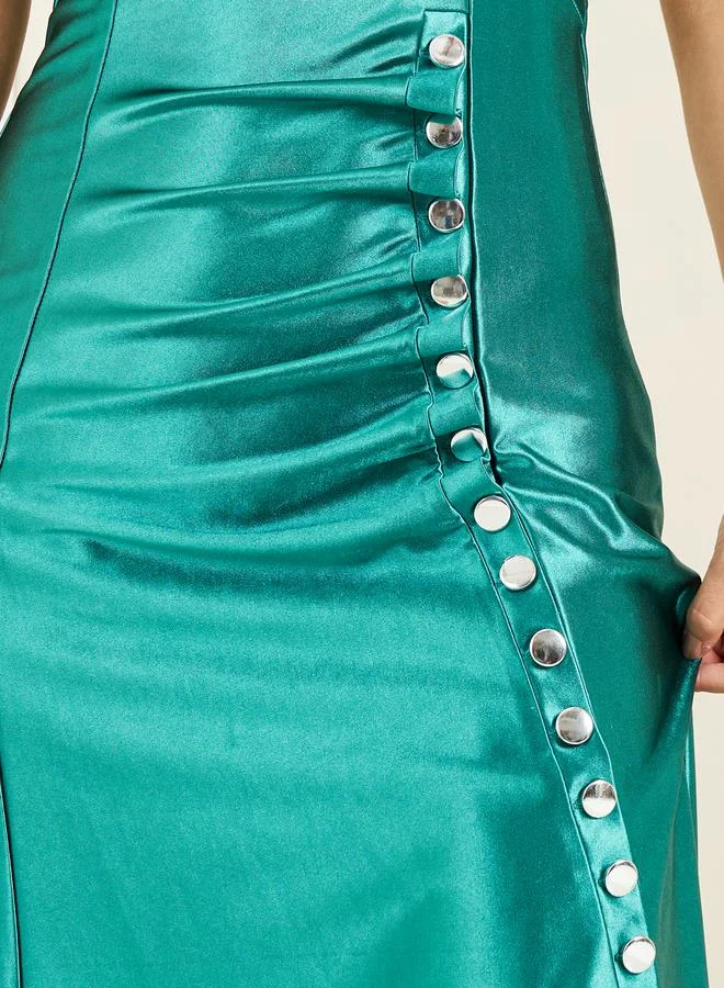 Styli Satin Button-Up Dress