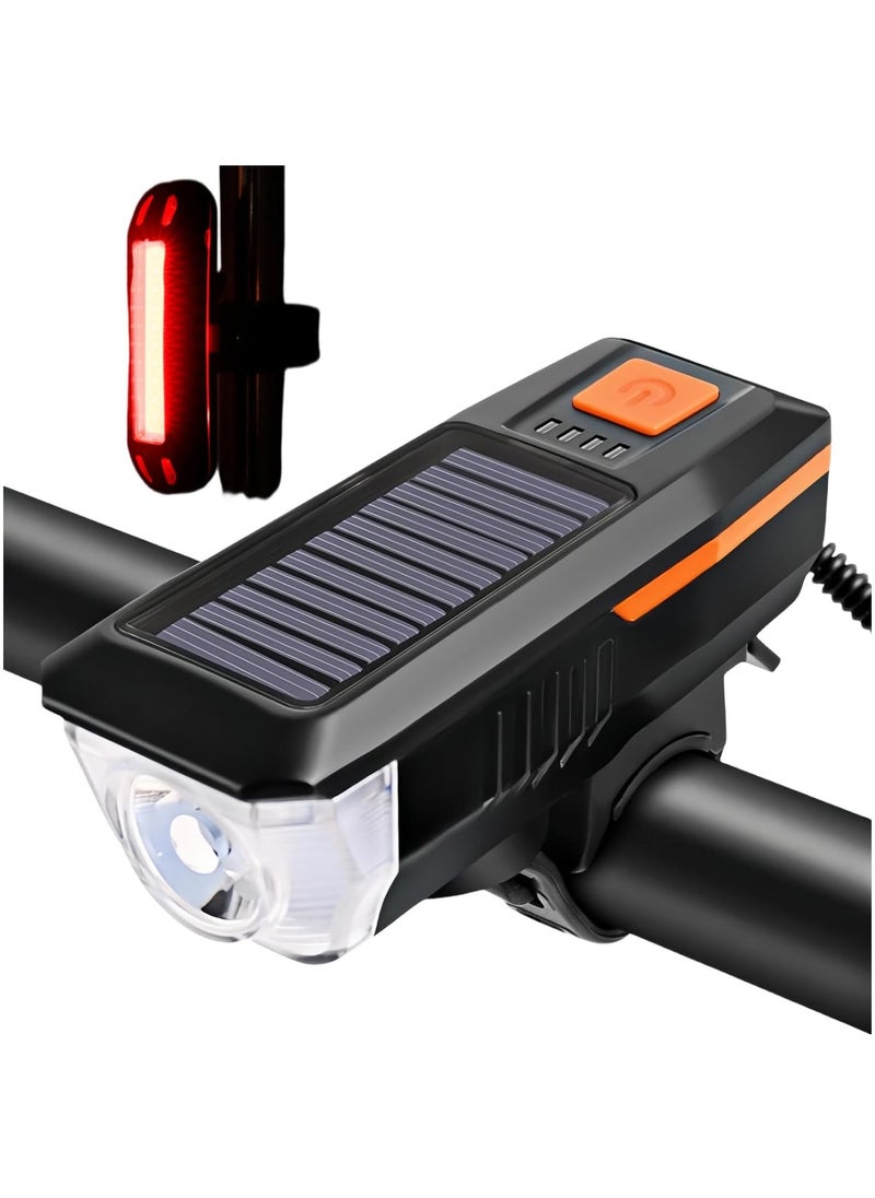 Rechargeable Solar Bike Lights, Night Ultra Bright Bicycle Lights Headlight and Back Taillight with Electric Bell, Easy to Install Waterproof, Road and Mountain LED Bike Lights (Orange) - pzsku/ZB2DA91848371A48F92F7Z/45/_/1713765500/5fade5ae-7d09-4b35-8d83-9cb97361ab96