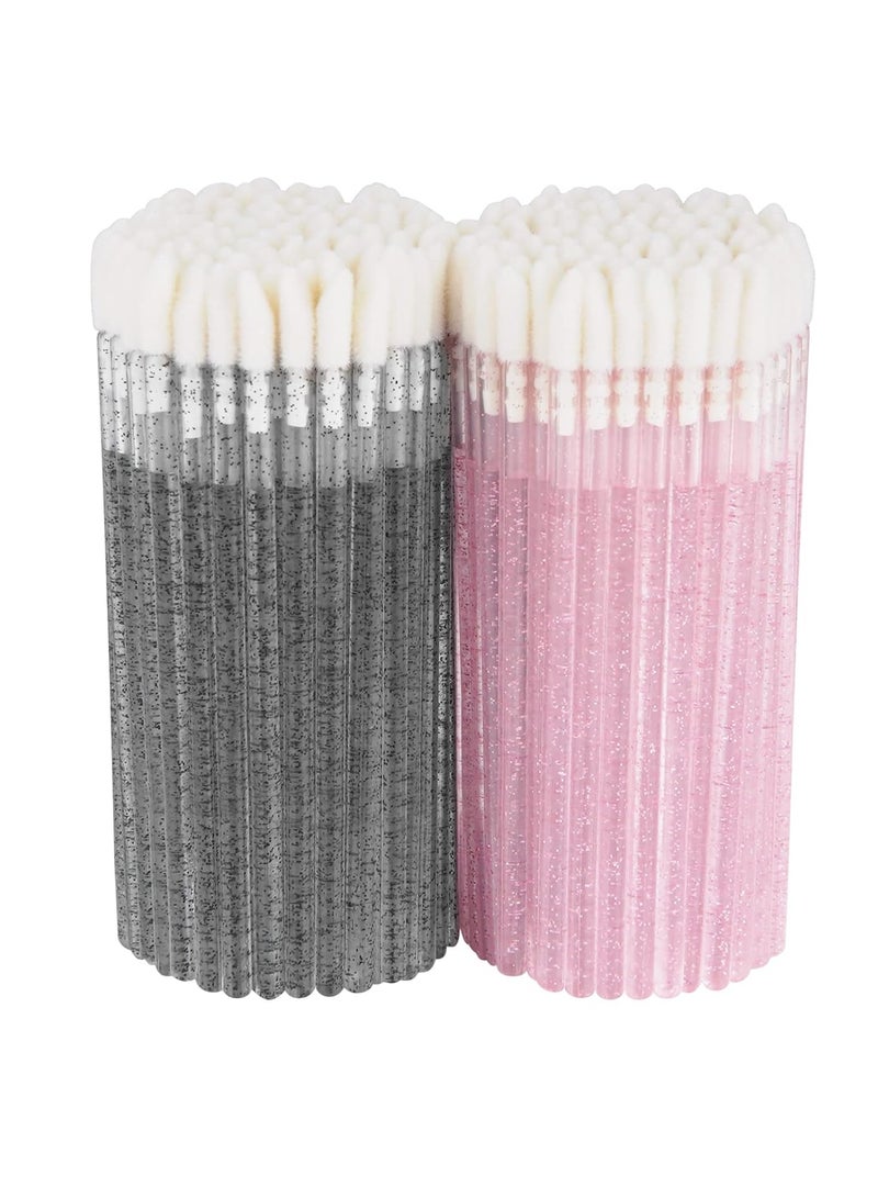 Kirecoo Kirecoo 200PCS Lip Applicators Disposable - Glitter Crystal Lip Wands, Lip Brush, Lip Gloss Wands, Lipstick Applicator Wands, Makeup Applicator Beauty Tool Kits (Black+Pink) - Image 1