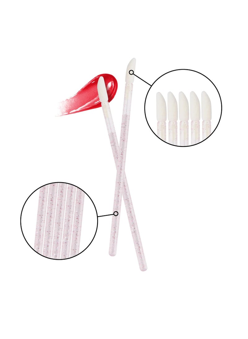 Kirecoo Kirecoo 200PCS Lip Applicators Disposable - Glitter Crystal Lip Wands, Lip Brush, Lip Gloss Wands, Lipstick Applicator Wands, Makeup Applicator Beauty Tool Kits (Black+Pink) - Image 2