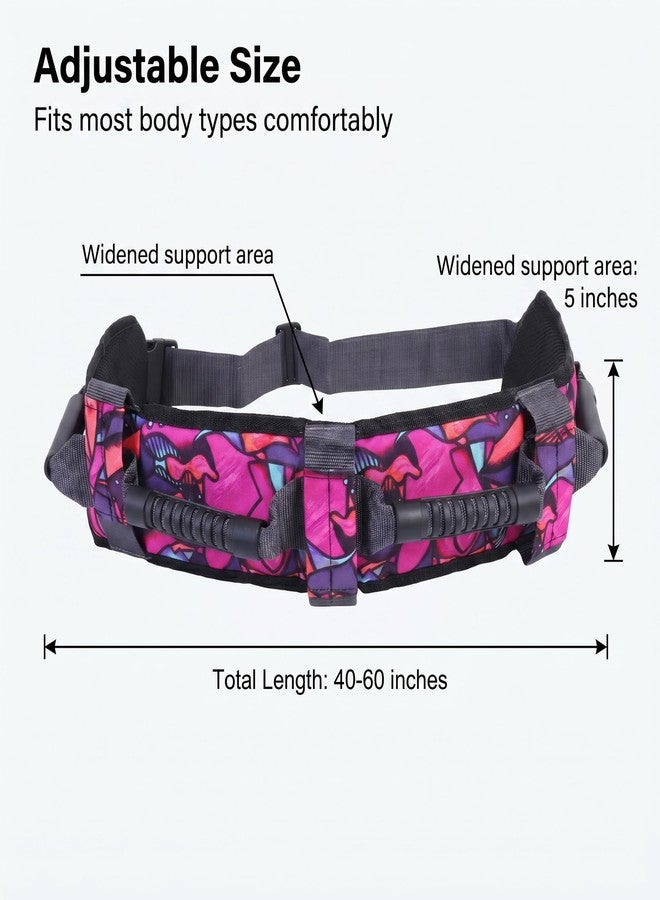 KUAZIDAR Gait Belt Transfer Belt with Handles, Medical Belt for Elderly Bariatric & Disabled, Quick Release Buckle Gait Strap for Patient Lifting, Nursing Safety Assist Belt, Ocean Floral Multi-Color Print - Image 2