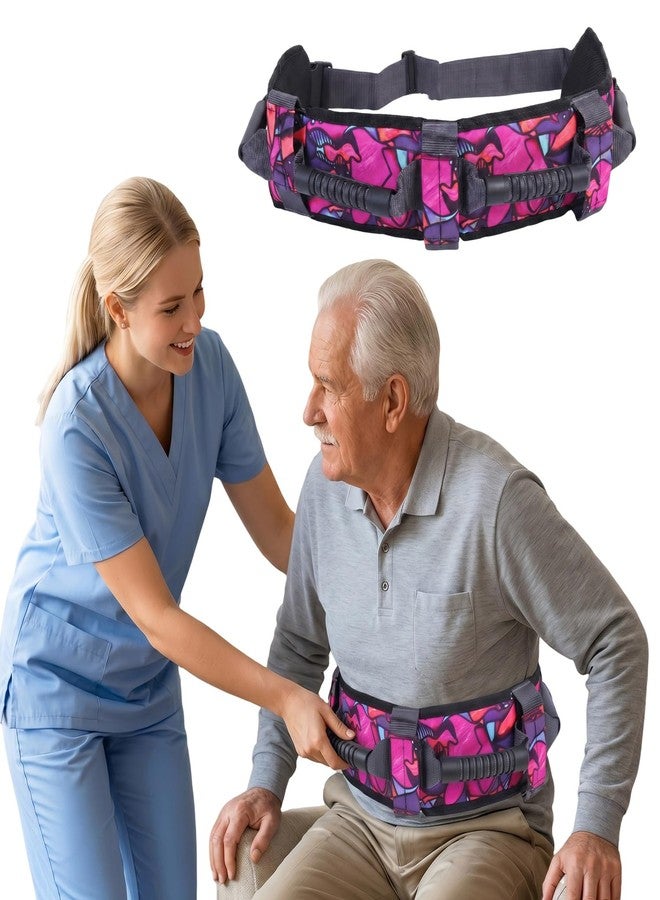 KUAZIDAR Gait Belt Transfer Belt with Handles, Medical Belt for Elderly Bariatric & Disabled, Quick Release Buckle Gait Strap for Patient Lifting, Nursing Safety Assist Belt, Ocean Floral Multi-Color Print - Image 1