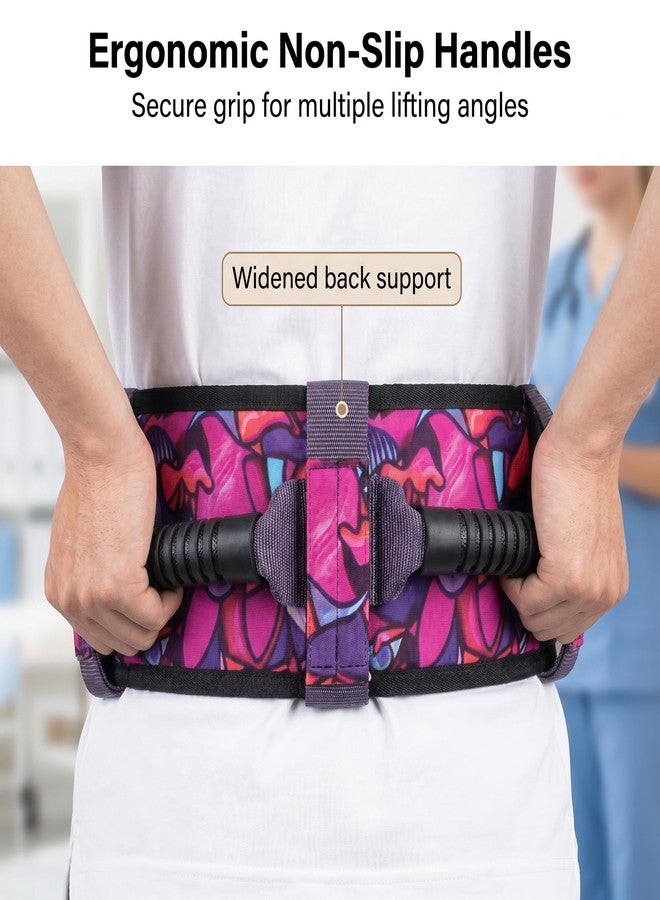 KUAZIDAR Gait Belt Transfer Belt with Handles, Medical Belt for Elderly Bariatric & Disabled, Quick Release Buckle Gait Strap for Patient Lifting, Nursing Safety Assist Belt, Ocean Floral Multi-Color Print - Image 3