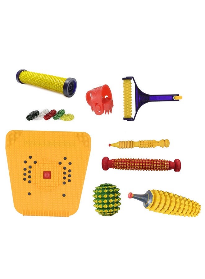 AHCS Manual Acupressure Wooden Foot Roller Magnetic Stress Mat Combo Kit (Set of 9) - Image 1