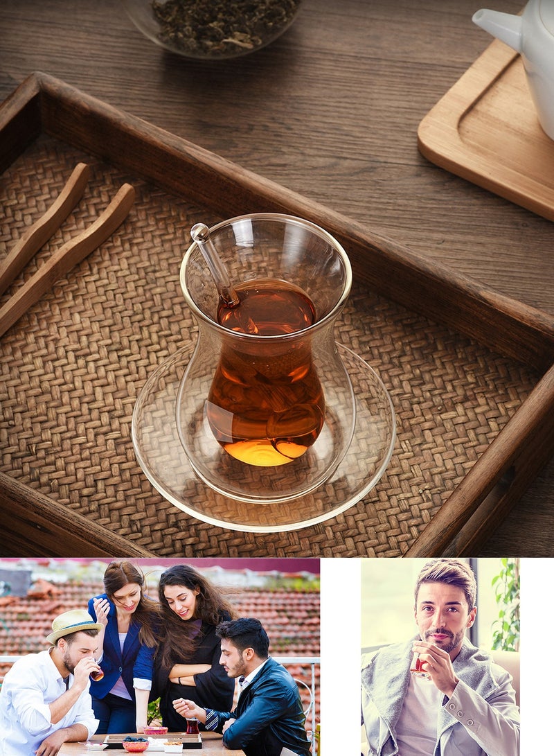 Qiccijoo Coffee Mug with Spoons and Saucer Set Double Wall Glass Coffee Cup 150ml/5 Oz Clear Glass Tea Cups Glass Cup for Hot Beverages, Cappuccino, Latte, Espresso Coffee, Juice - Image 4