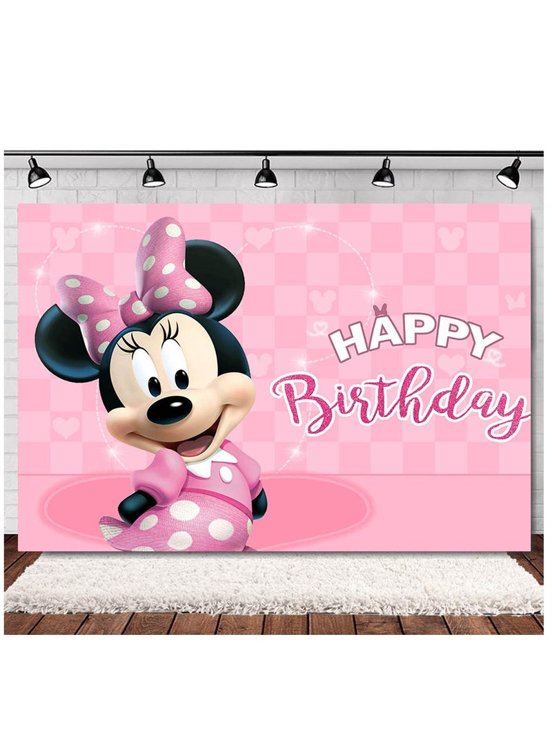 37-PCS Minnie theme set birthday party supplies including Minnie background cloth (size 150cmx100cm) - Image 3