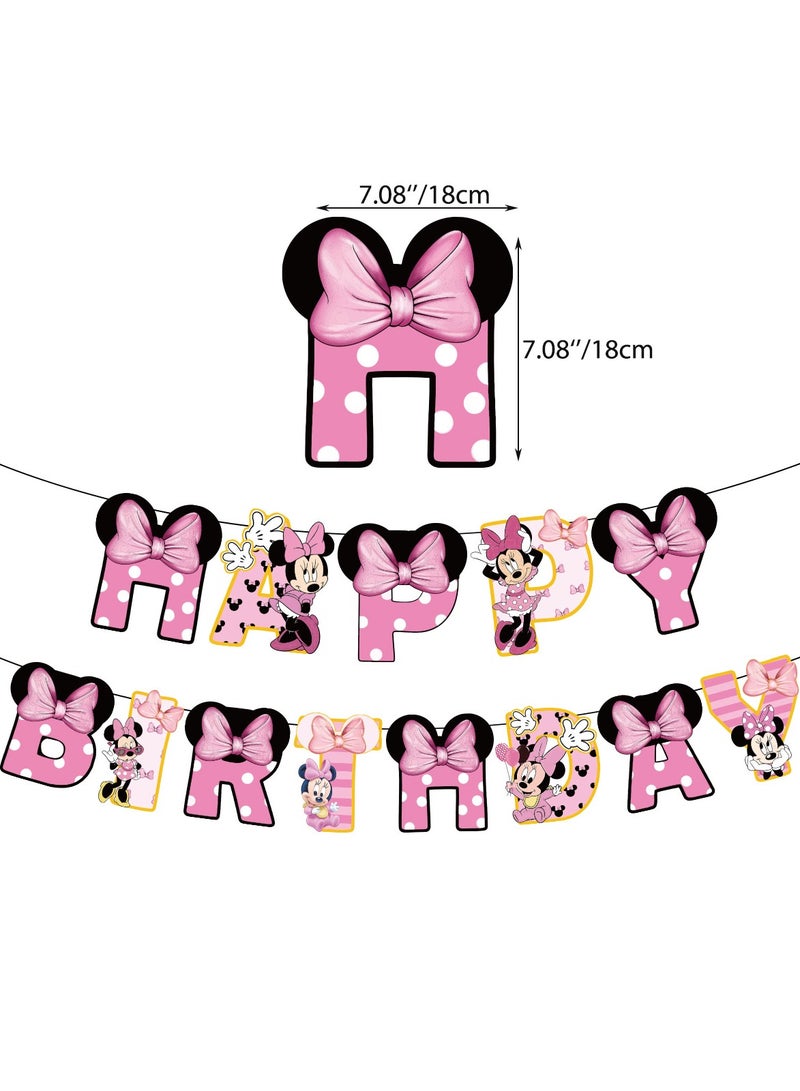 37-PCS Minnie theme set birthday party supplies including Minnie background cloth (size 150cmx100cm) - Image 5