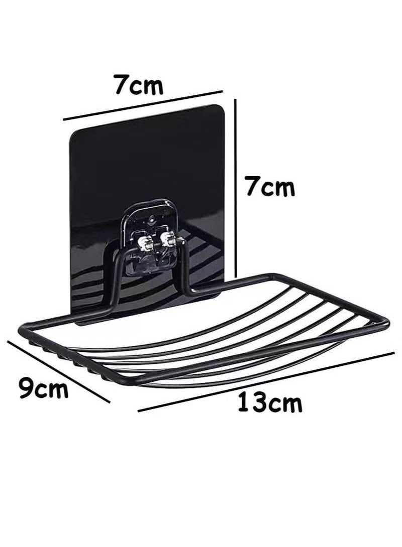 Hoasis 2 Pcs Black Soap Holder， Adhesive Soap Dish for Shower Soap Tray ，Strong Rustproof Stainless Steel Soap， Rack Wall Mounted Soap，Dish Basket ，Vacuum Suction Cup Bar Sponge Holder for Bathroom - Image 2