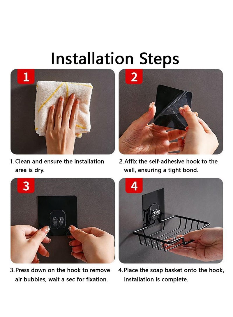 Hoasis 2 Pcs Black Soap Holder， Adhesive Soap Dish for Shower Soap Tray ，Strong Rustproof Stainless Steel Soap， Rack Wall Mounted Soap，Dish Basket ，Vacuum Suction Cup Bar Sponge Holder for Bathroom - Image 3