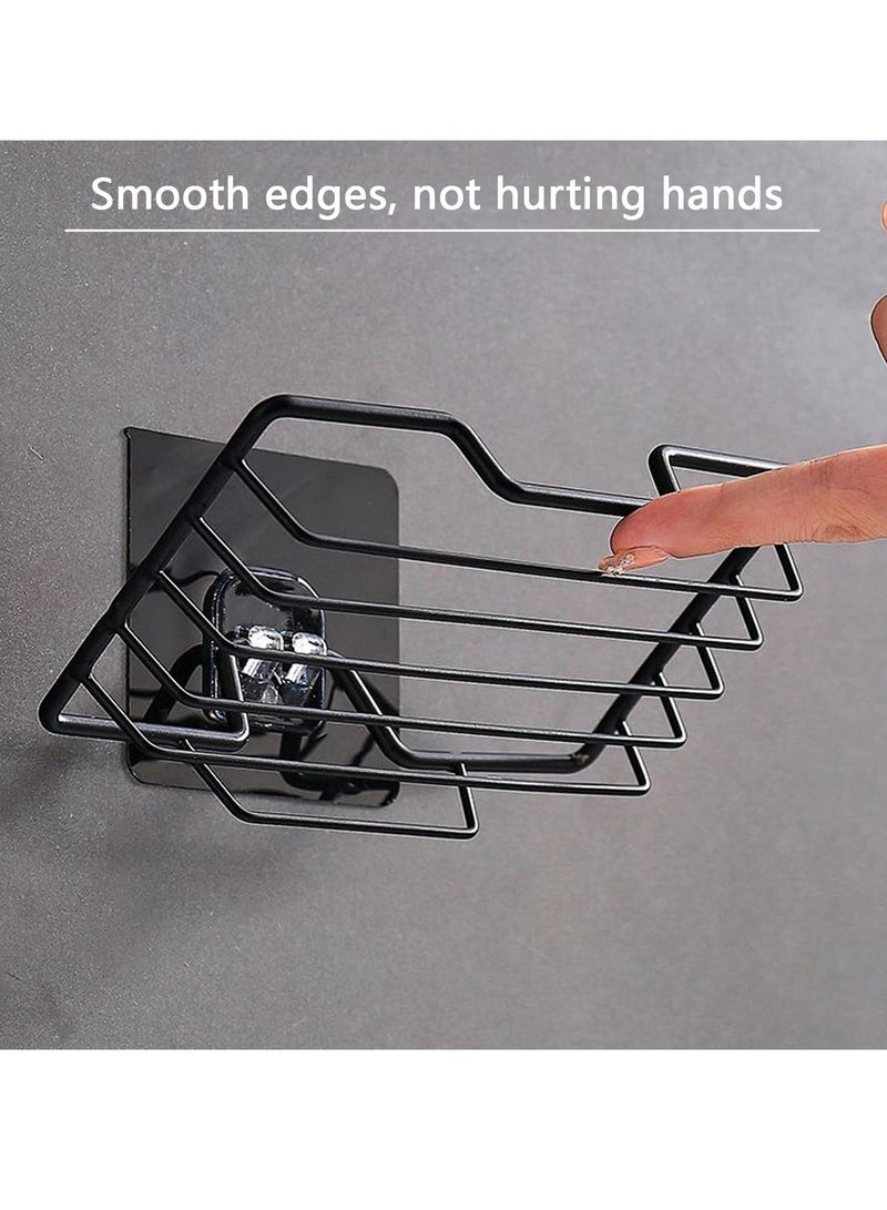 Hoasis 2 Pcs Black Soap Holder， Adhesive Soap Dish for Shower Soap Tray ，Strong Rustproof Stainless Steel Soap， Rack Wall Mounted Soap，Dish Basket ，Vacuum Suction Cup Bar Sponge Holder for Bathroom - Image 5
