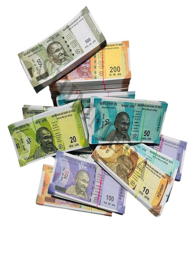 Shimmera Kids Playing Fake Rupees Cash Bundles 100 x 6 Units Set Total 600 Notes for Kids, Educational Toy Money Pack Nakli Note Set All New 10 | 20 | 50 | 100 | 200 | 500 Artificial Playing Currency - Image 1