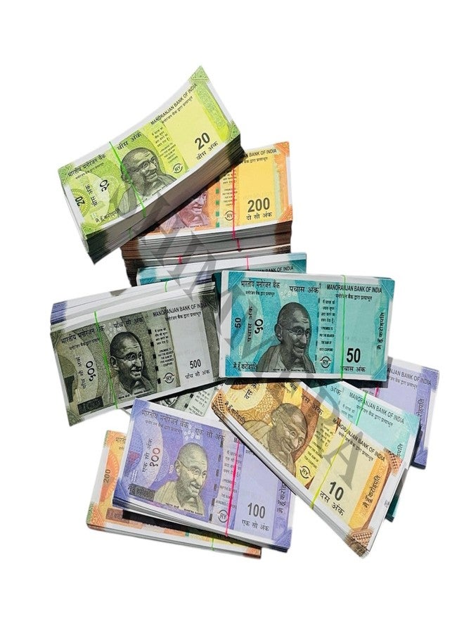 Shimmera Kids Playing Fake Rupees Cash Bundles 100 x 6 Units Set Total 600 Notes for Kids, Educational Toy Money Pack Nakli Note Set All New 10 | 20 | 50 | 100 | 200 | 500 Artificial Playing Currency - Image 4
