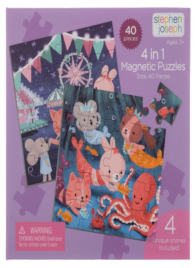 Stephen Joseph, 4 in 1 Magnetic Puzzles with 40 Pieces – Fun Game for Road Trips, Screen-Free Play, Travel Game for Kids, Magnetic On The Go Activity Set, Fairytale - Image 1
