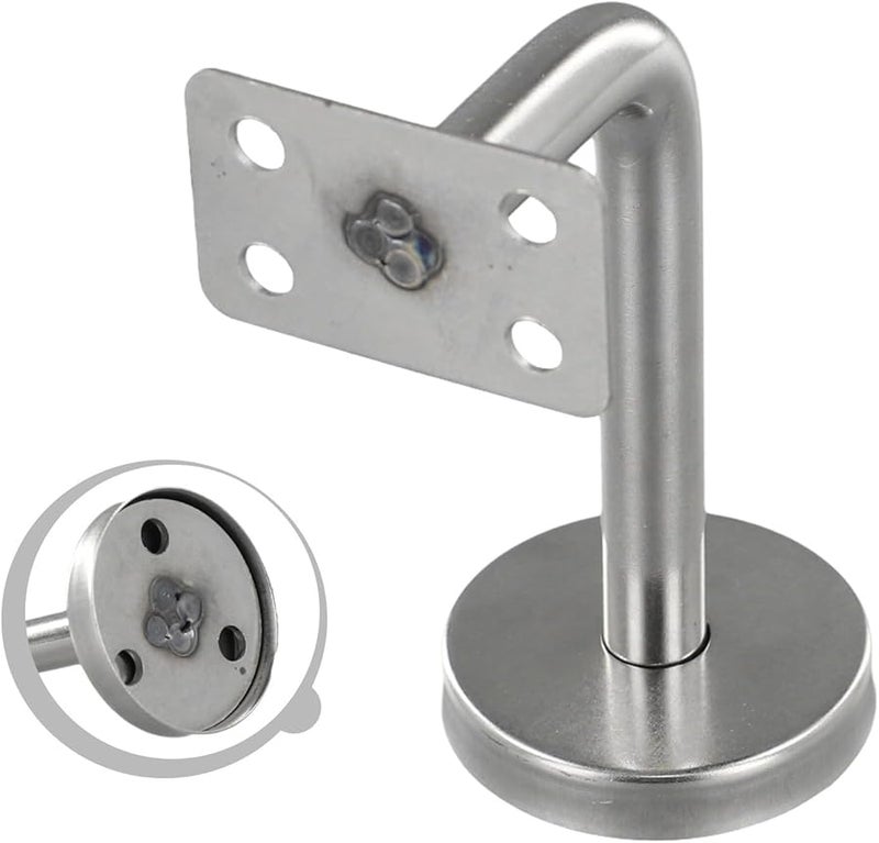 قوس درابزين من الفولاذ المقاوم للصدأ مثبت على الحائط مقاس 60 مم × 100 مم دعم سكة فضي للسلالم والدرابزين - Image 4