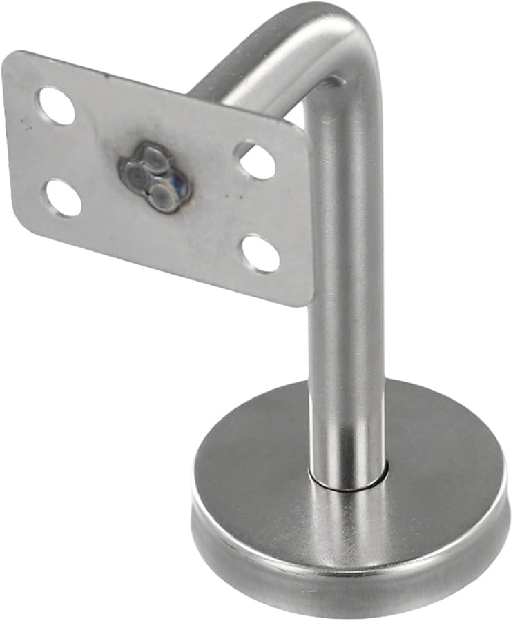 قوس درابزين من الفولاذ المقاوم للصدأ مثبت على الحائط مقاس 60 مم × 100 مم دعم سكة فضي للسلالم والدرابزين - Image 1