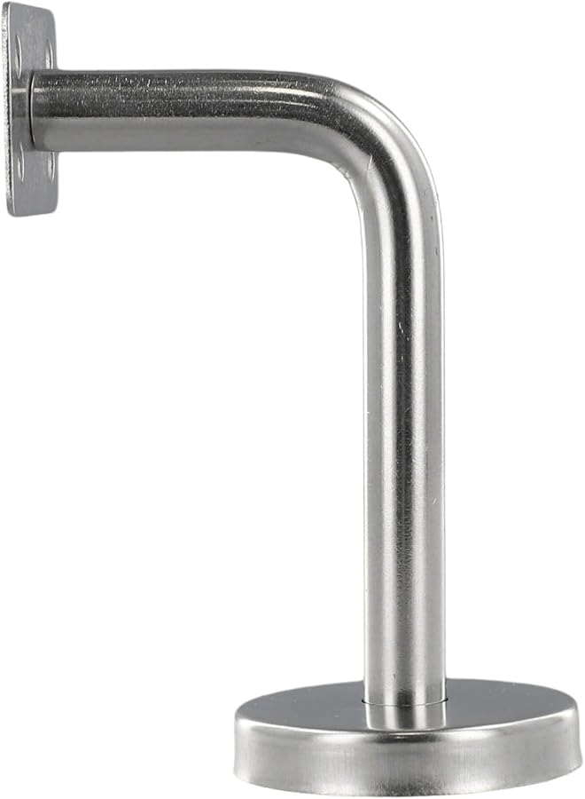 قوس درابزين من الفولاذ المقاوم للصدأ مثبت على الحائط مقاس 60 مم × 100 مم دعم سكة فضي للسلالم والدرابزين - Image 3