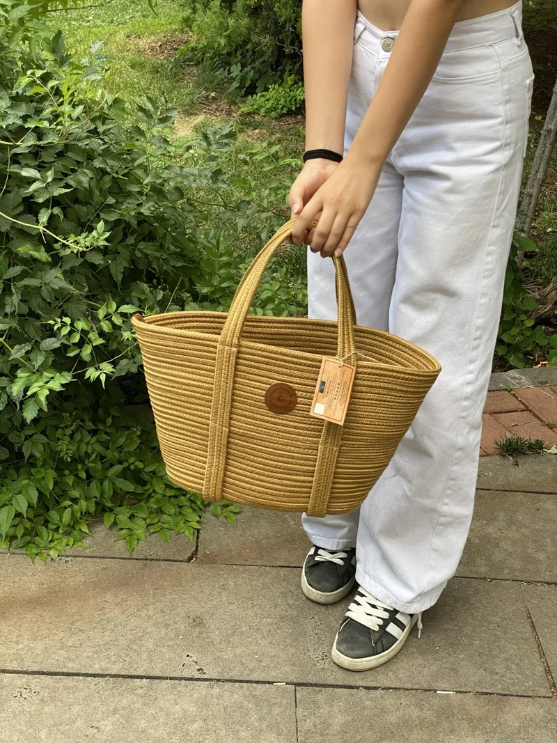 BDZ Deri Jute Straw Look Handbag Beach Bag Shoulder Bag