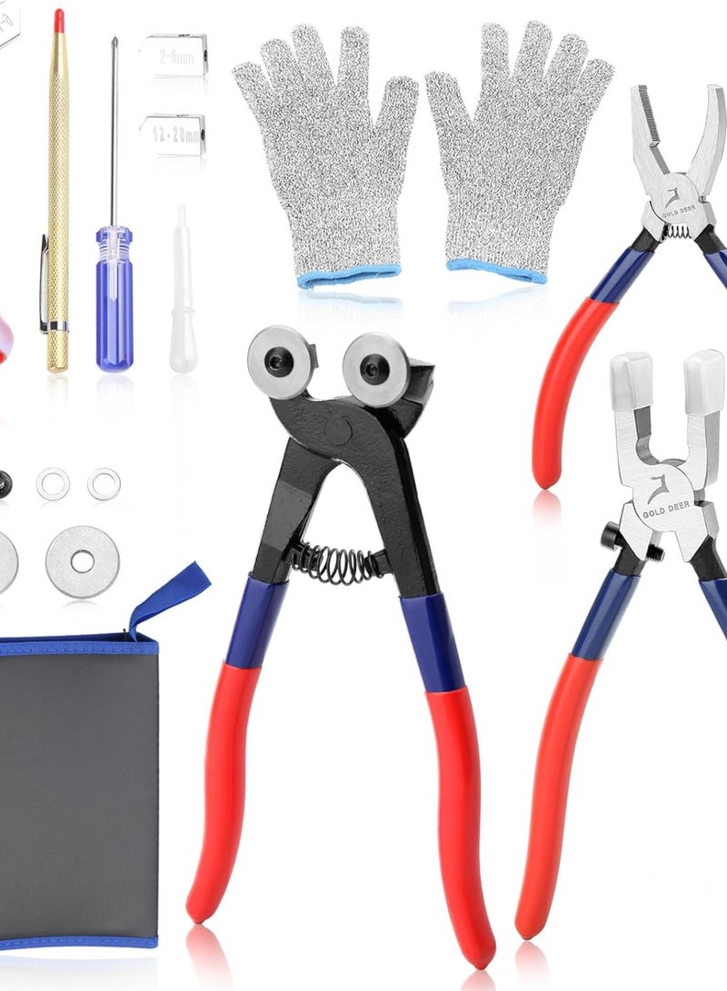 GGOOT Glass Mosaic Cutter Kits Heavy Duty Mosaic Wheeled Glass Nippers Wheeled Glass Tile Nipper Running Plier Breaking Grozer Plier Mosaic Tile Cutter Mosaic Tools for Craft Glass Cutting - Image 1