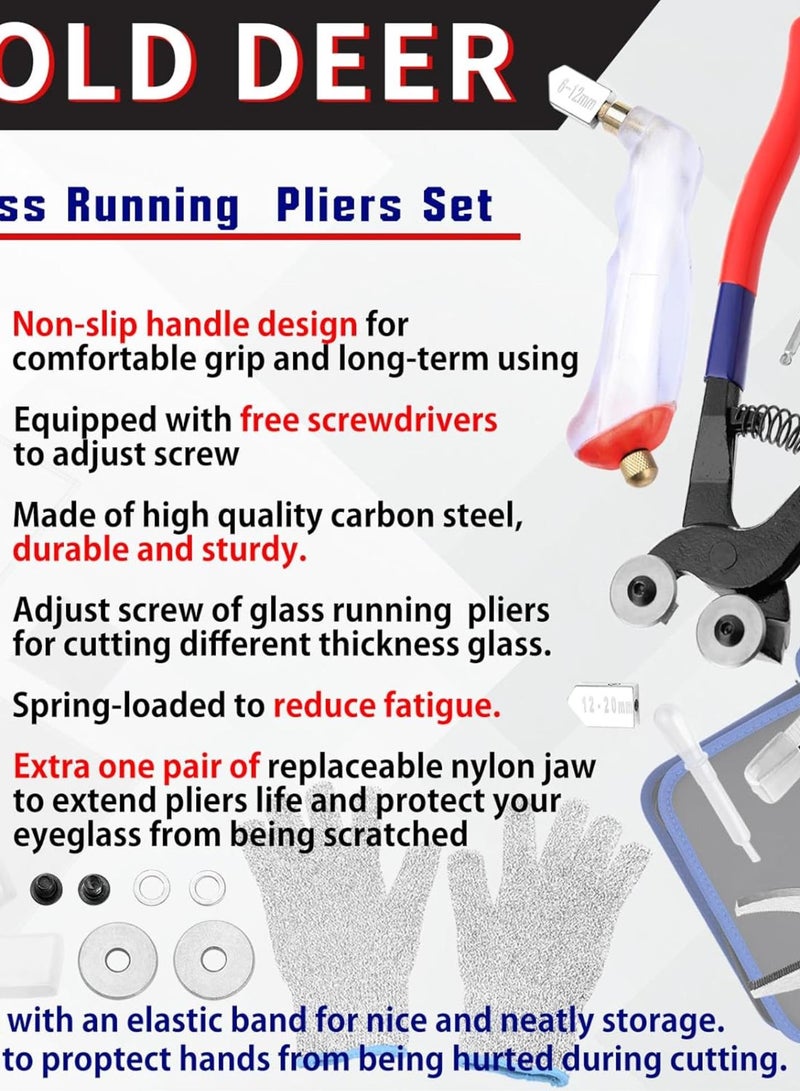 GGOOT Glass Mosaic Cutter Kits Heavy Duty Mosaic Wheeled Glass Nippers Wheeled Glass Tile Nipper Running Plier Breaking Grozer Plier Mosaic Tile Cutter Mosaic Tools for Craft Glass Cutting - Image 2
