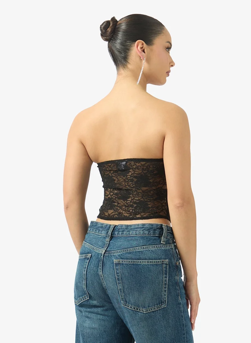 Ginger Lace Detail Corset with Hook Closure