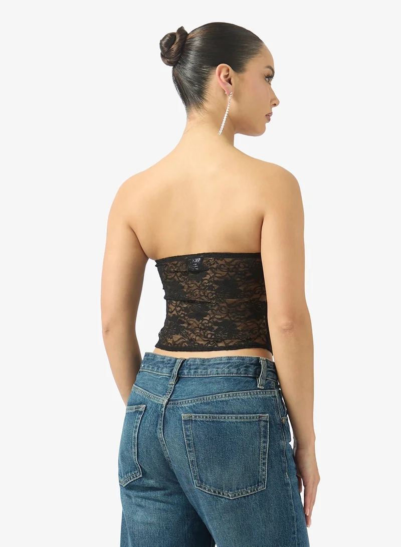 Ginger Lace Detail Corset with Hook Closure