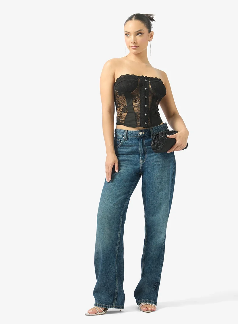 Ginger Lace Detail Corset with Hook Closure