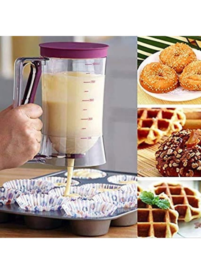 Pancake Cupcake Batter Dispenser Tool - Great For Cupcakes Muffins Creeps Cakes & Belgian Waffles Plastic Cups With Measuring Label Best Baking Accessories - Image 2