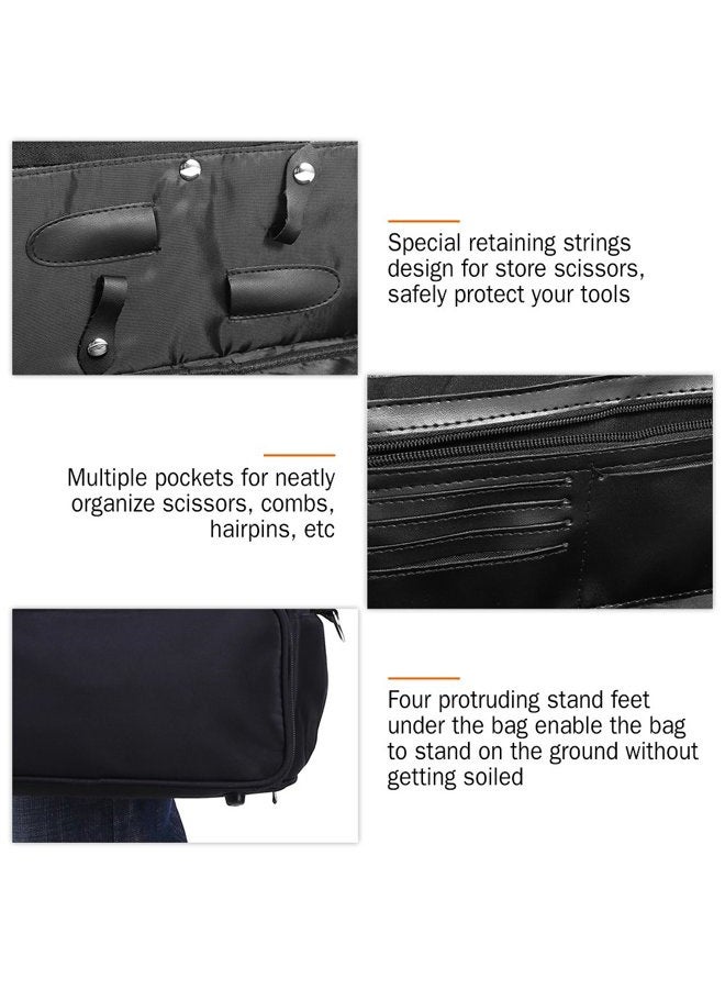 Filfeel Barber Carrying Bag, Large Capacity Professional Hairdressing Hair Equipment Salon Tool Messenger Bag Travel Storage Case, 13.8 x 7.9 x 9.4inch, Black - Image 3