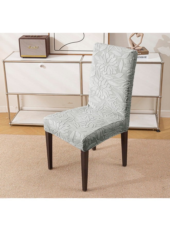 HOUSE OF QUIRK House of Quirk Stretchy Universal Camellia Jacquard Waterproof Chair Cover Removable & Washable Short Dining Chair Cover Protector Seat Slipcover (Dark Grey,Pack of 8)  - Image 2