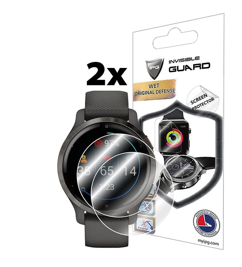 IPG for Garmin Venu 2S GPS Smartwatch Hydrogel Screen Protector (2 Units) Invisible HD Clear Film Anti Scratch Guard-Smooth/Self-Healing/Bubble for Venu2S - Image 2