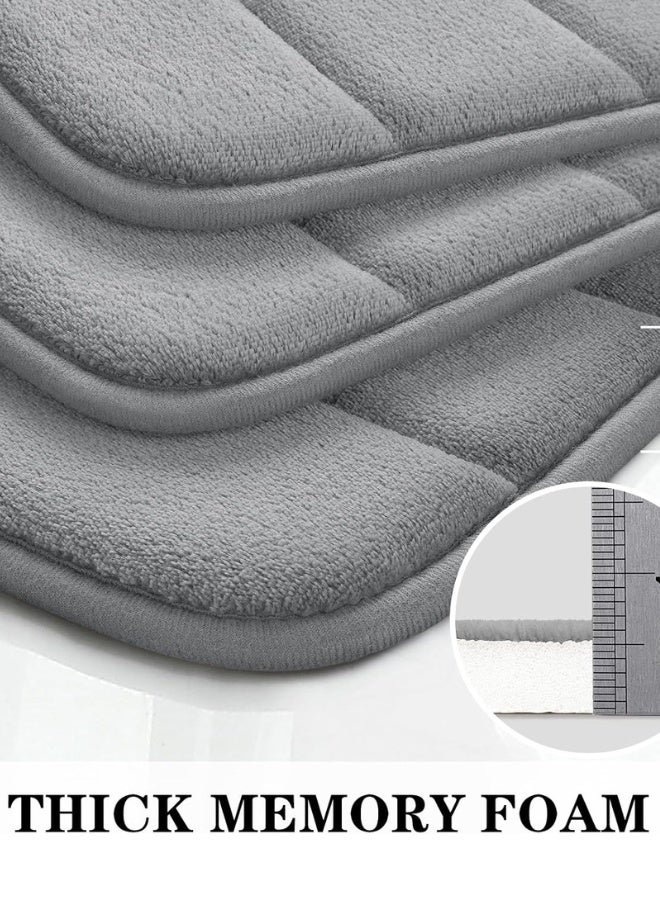 GTSOL 3-Piece Bathroom Rug Set – Ultra-Soft Memory Foam Bath Mats with Non-Slip Backing – Super Absorbent, Machine Washable, Quick Dry – Toilet Pedestal Mat Set – Grey – Ideal for Bathroom, Guest Suite & Vanity - Image 2