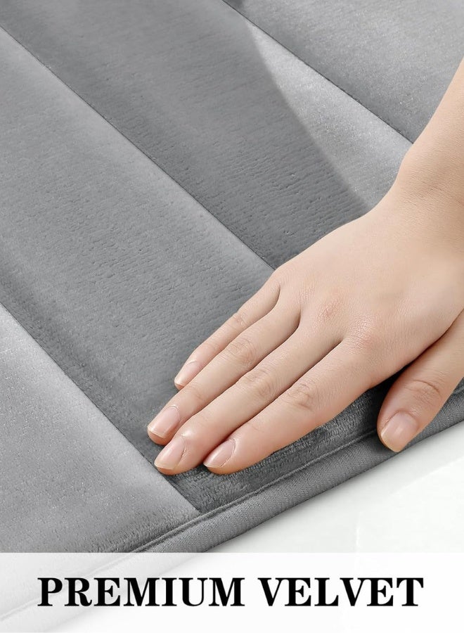 GTSOL 3-Piece Bathroom Rug Set – Ultra-Soft Memory Foam Bath Mats with Non-Slip Backing – Super Absorbent, Machine Washable, Quick Dry – Toilet Pedestal Mat Set – Grey – Ideal for Bathroom, Guest Suite & Vanity - Image 5