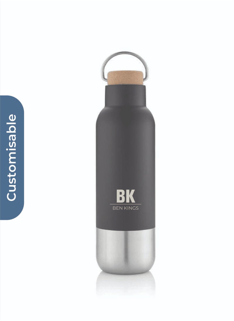 Hans Larsen Personalised AVERSA - Hans Larsen RCS Recycled Stainless Steel Insulated Water Bottle - Black  - Image 2