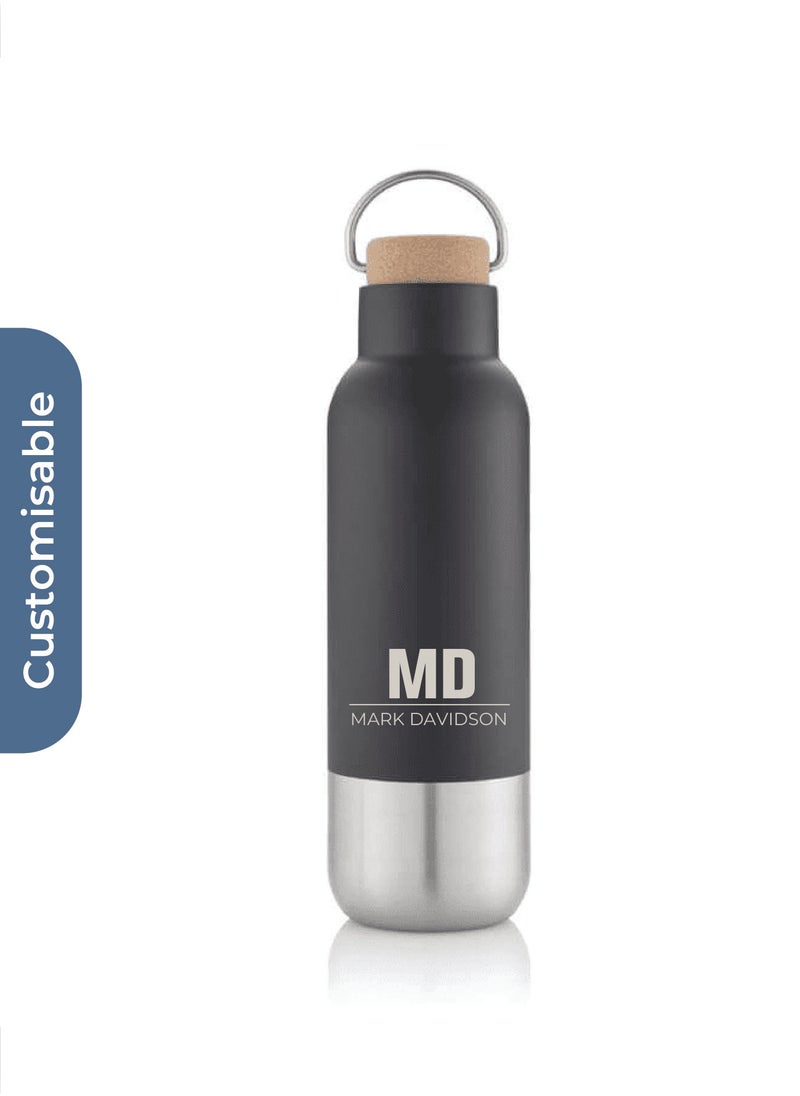 Hans Larsen Personalised AVERSA - Hans Larsen RCS Recycled Stainless Steel Insulated Water Bottle - Black  - Image 1