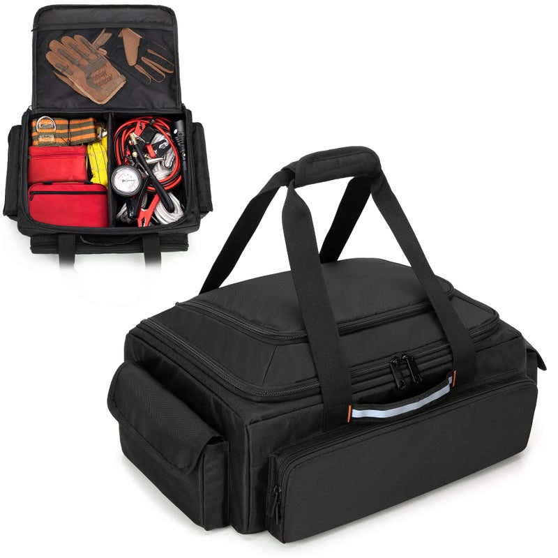 samdew Under Seat Storage Bag Truck Organizer Backseat for SuperCrew Crew Cab Rear Seat Storage Case for Trucks Compatible with F150 Underseat Tool Box with Multiple Pockets Bag Only