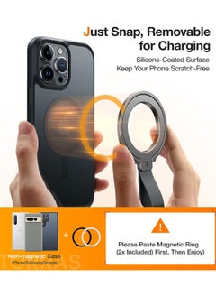 TORRAS 2024 Upgrade Magnetic Phone Grip Holder Kickstand, Compatible with PopSockets MagSafe Ring Removable, for iPhone 16,15,14, 13, 12 11 Pro/Max/Mini,Samsung Galaxy, Google (Black), Ostand Ring  - Image 4