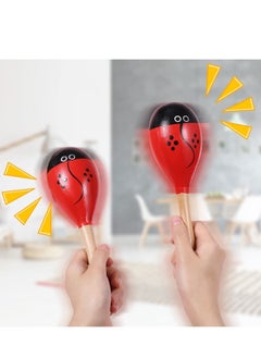 2pcs Maracas Egg Shakers Musical Instruments Large Wooden Egg Shakers with Handle Musical Percussion Instruments Shaker Musical Instrument for Kids Adults