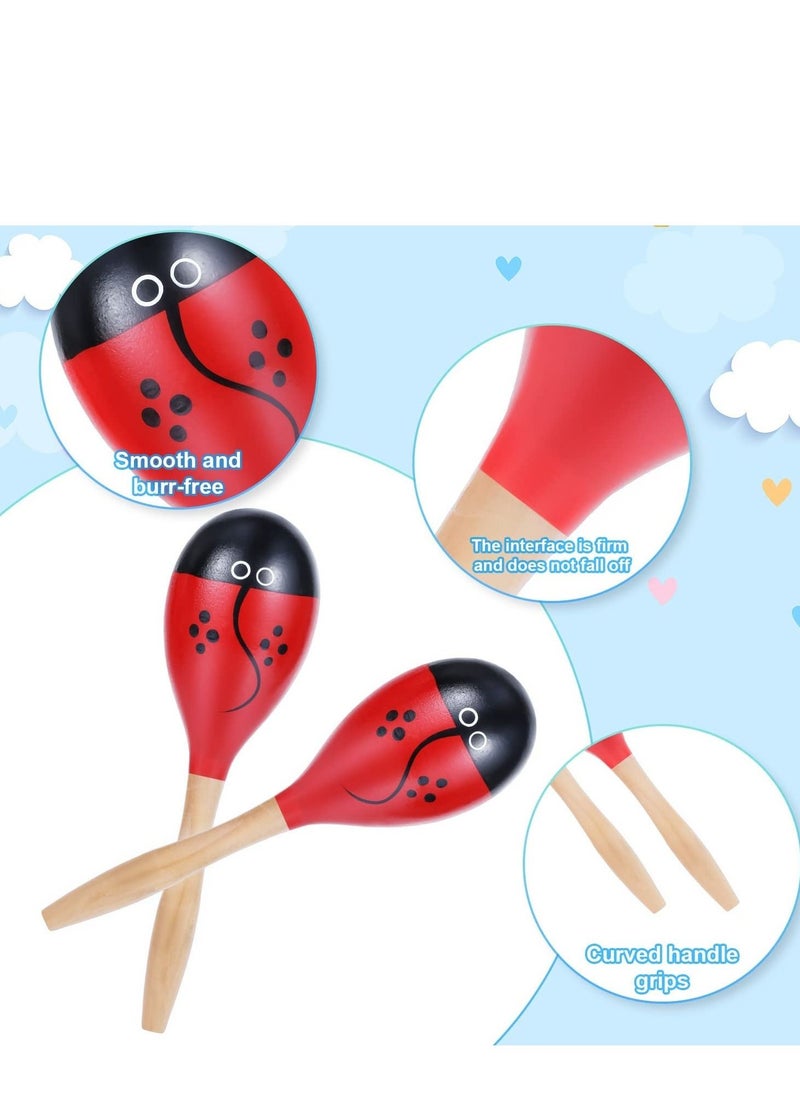 null - 2pcs Maracas Egg Shakers Musical Instruments Large Wooden Egg Shakers with Handle Musical Percussion Instruments Shaker Musical Instrument for Kids Adults - Image 1