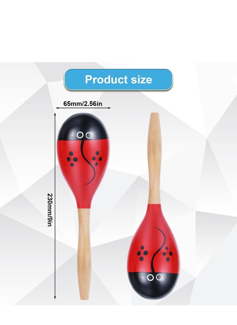 null - 2pcs Maracas Egg Shakers Musical Instruments Large Wooden Egg Shakers with Handle Musical Percussion Instruments Shaker Musical Instrument for Kids Adults - Image 1