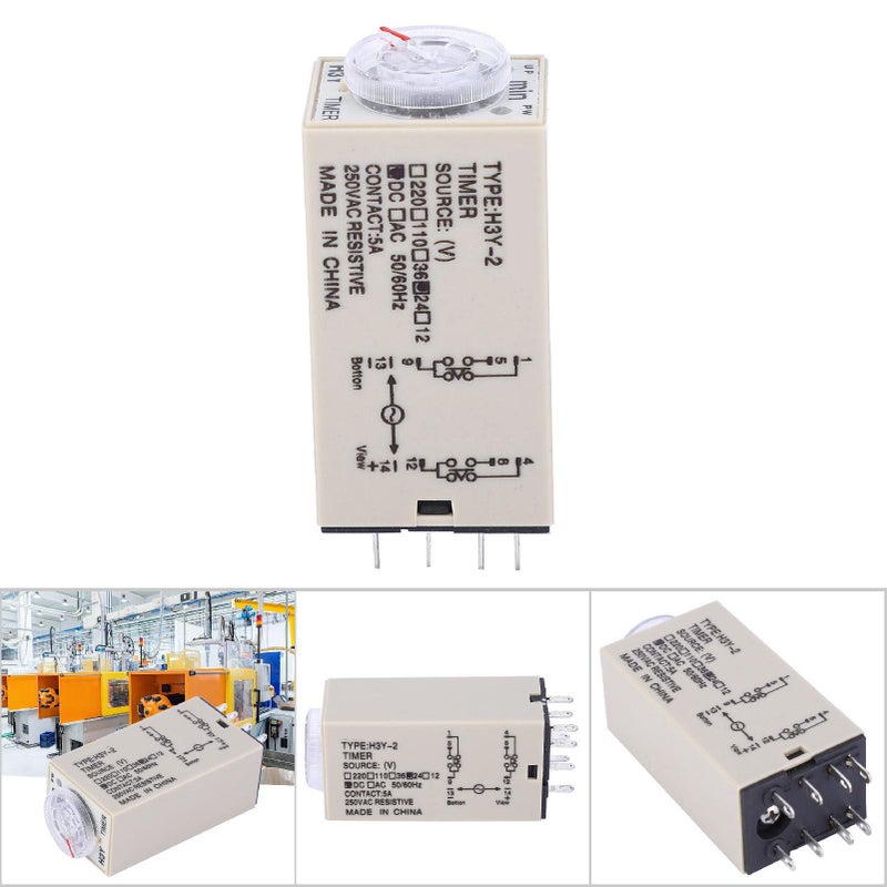 مؤقت التأخير عند تشغيل الطاقة H3Y-2 (0-3 دقائق) - 8 دبابير - 24 فولت / 110 فولت / 220 فولت - Image 2