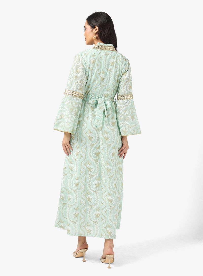 Khizana Printed Abaya with Inner - Image 2