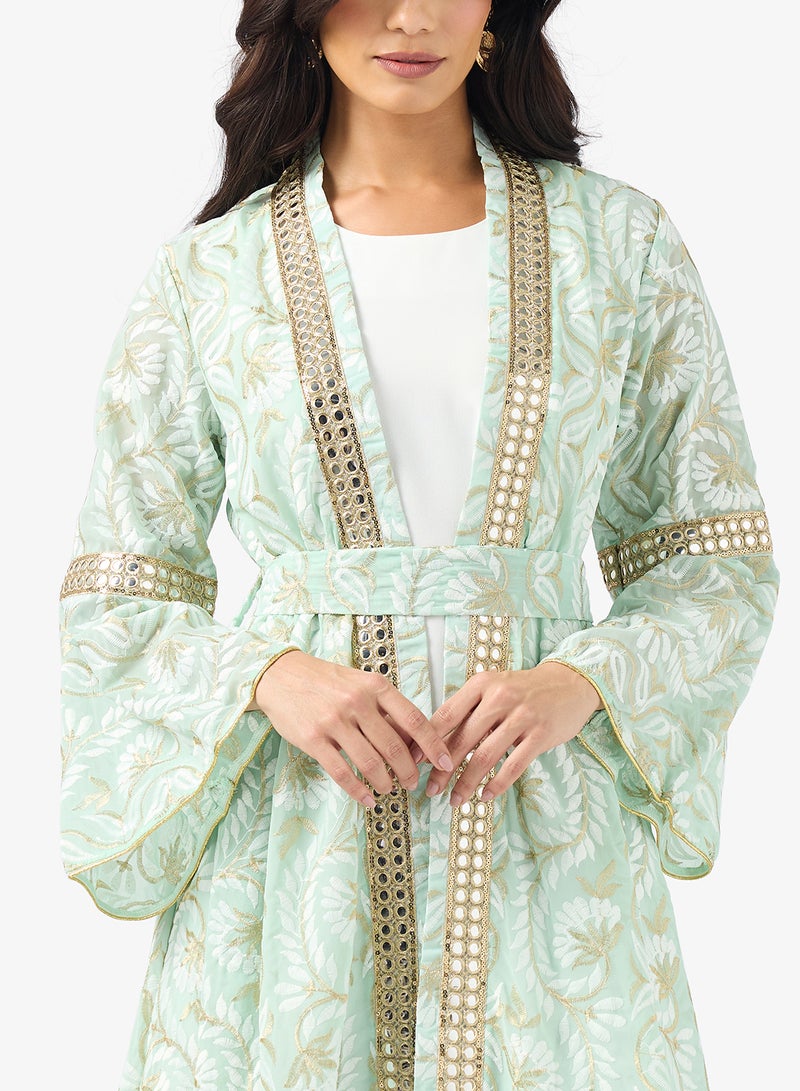 Khizana Printed Abaya with Inner - Image 3