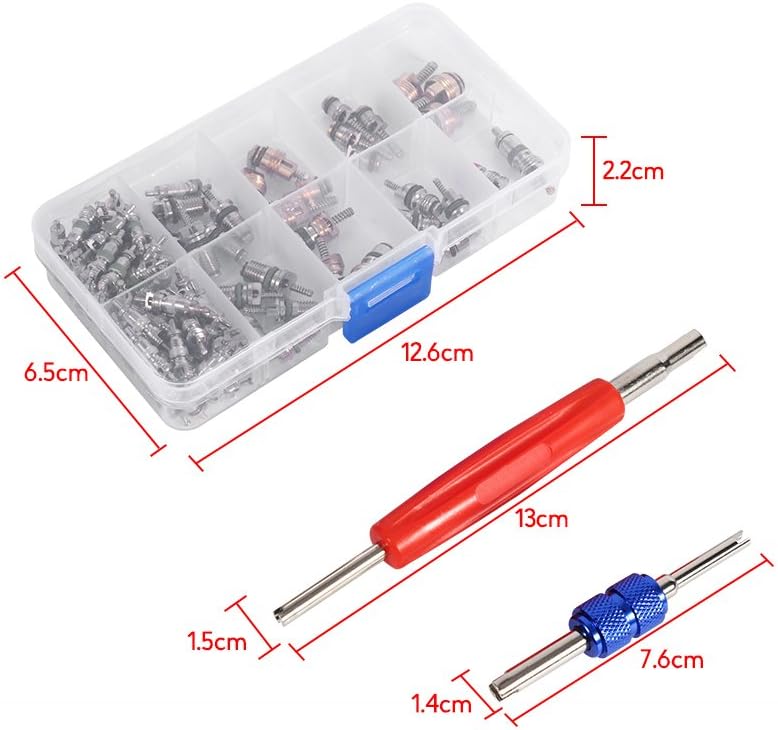 comfrt Valve Core Remover Tool with 100Pcs Car Truck Replacement Tire Tyre Valve Stem Cores Wheels and Accessories Supplies R134A Schrader Valve Kit - Image 4