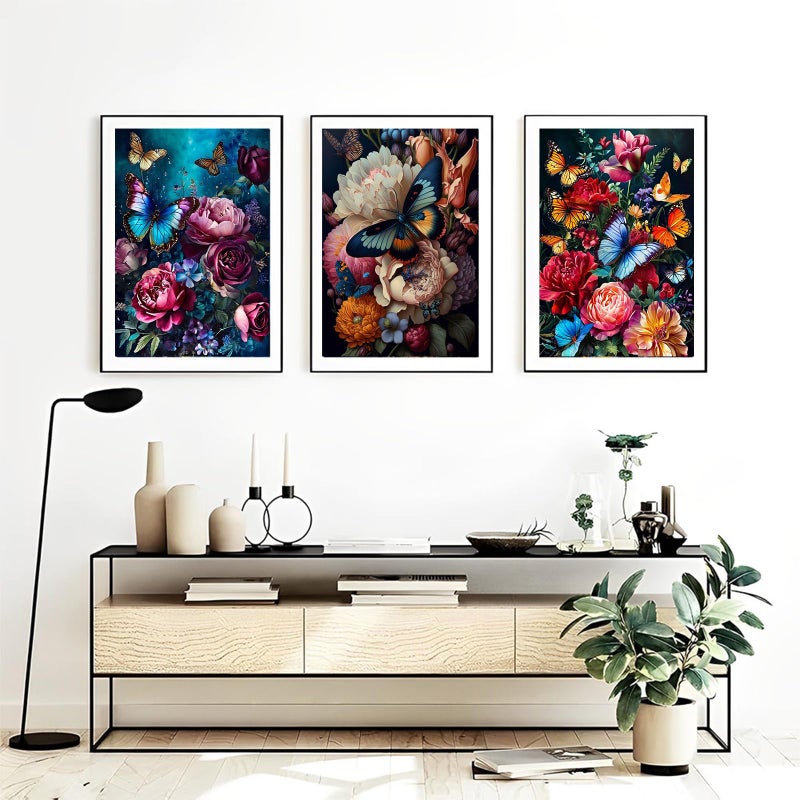 OFRKE Diamond Painting Kits for Adults,3 Pack Flower Butterfly Diamond Art for Beginners, Diamond Round 5D Full Drill Paint with Diamonds Pictures Gem Art Painting Kits DIY Crafts Kits 12x16inch - Image 5
