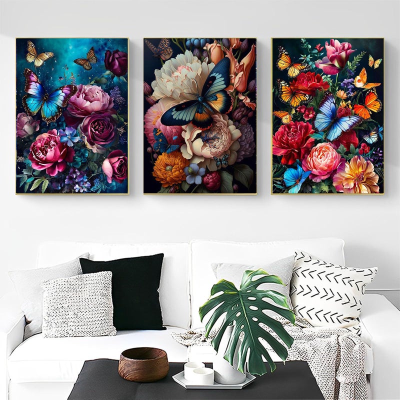 OFRKE Diamond Painting Kits for Adults,3 Pack Flower Butterfly Diamond Art for Beginners, Diamond Round 5D Full Drill Paint with Diamonds Pictures Gem Art Painting Kits DIY Crafts Kits 12x16inch - Image 4
