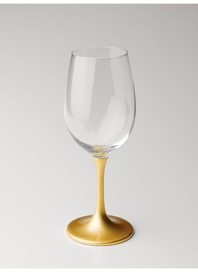 FALKOR Luxury Glassware 440 ML Japanese Gold Colour Plated Long stemmed Sparkling ChampagneWine Glasses for White or Red Wine Set of 6 for a Party Gifting or Even Display at Your bar of Home